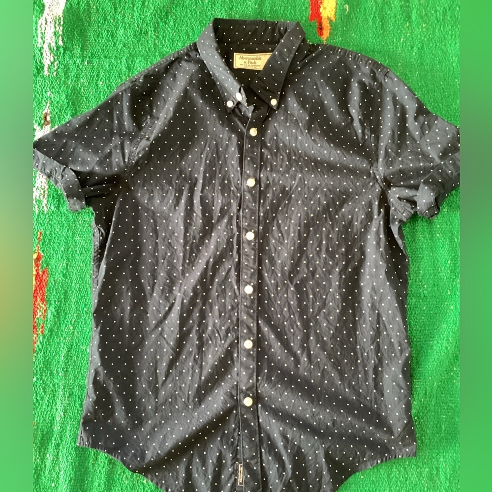 Abercrombie & Fitch blue and white polka dot button down-SZ L